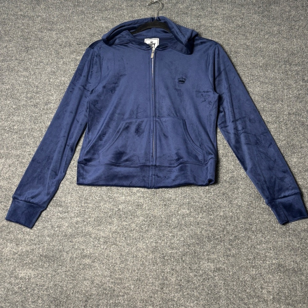 Juicy Couture Hoodie Womens Small Blue Atlantis Velour Zip Up Y2K N.W.T.